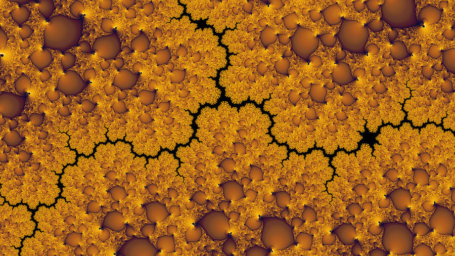 Golden abstract fractal landscape #1 Digital Art by Matthias Hauser