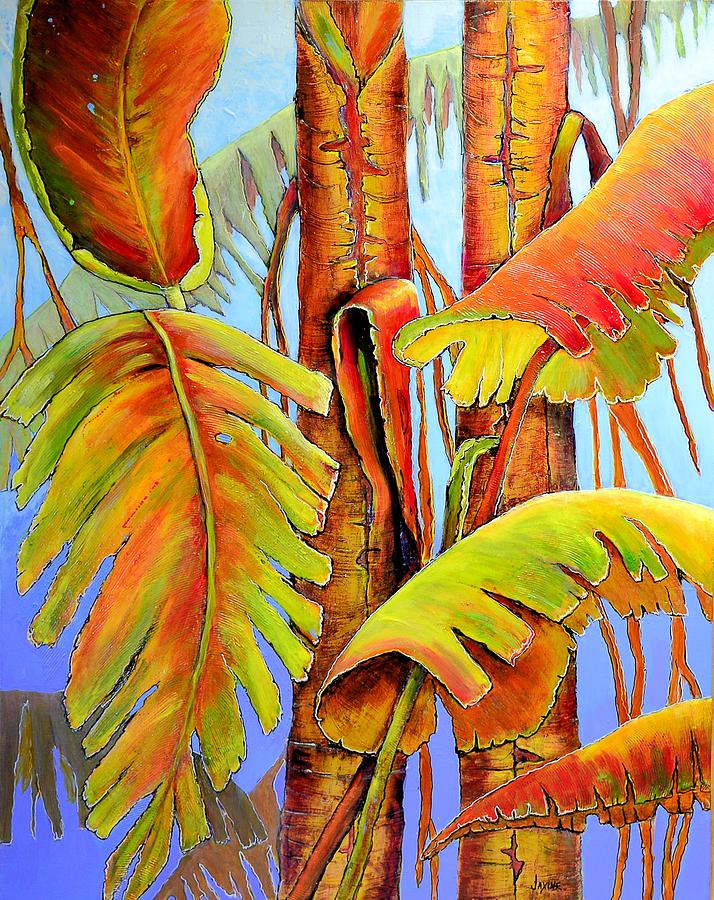 Jungle Painting - Golden Banana Jungle by JAXINE Cummins