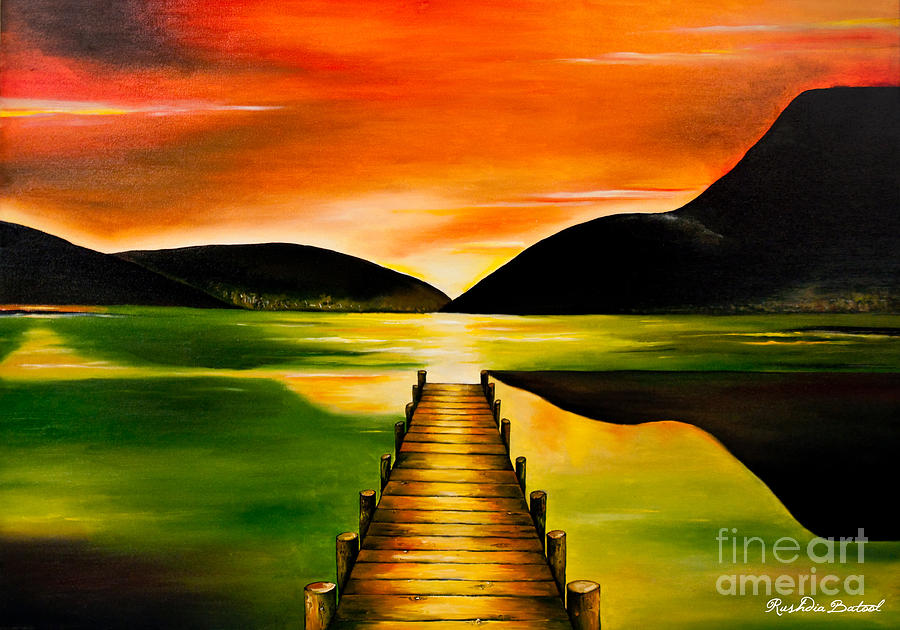 Golden bridge #1 Painting by Rushdia Batool