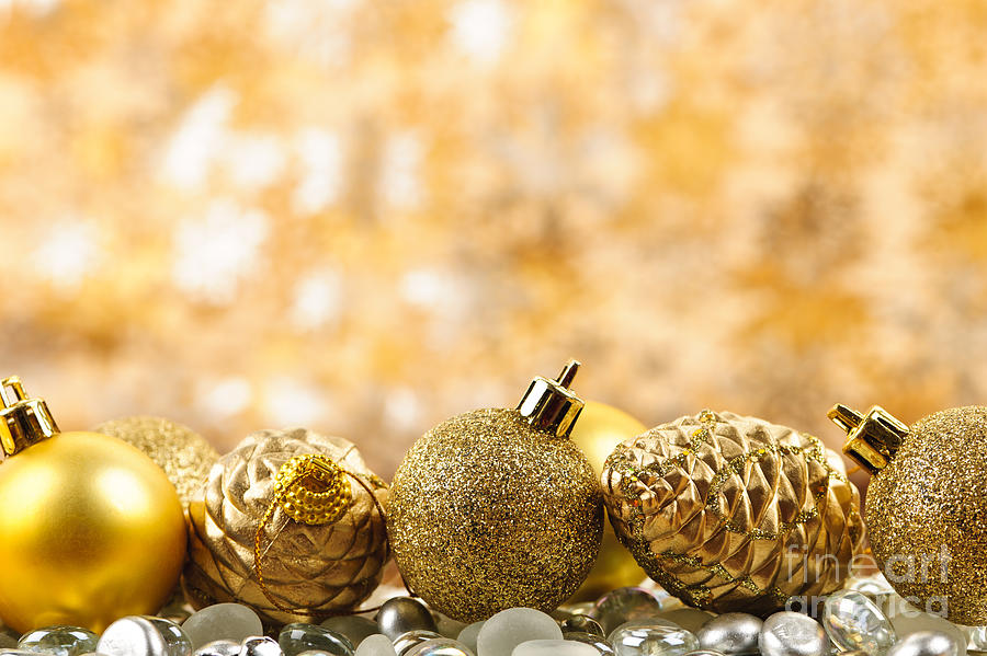 Golden Christmas decorations Photograph by Elena Elisseeva