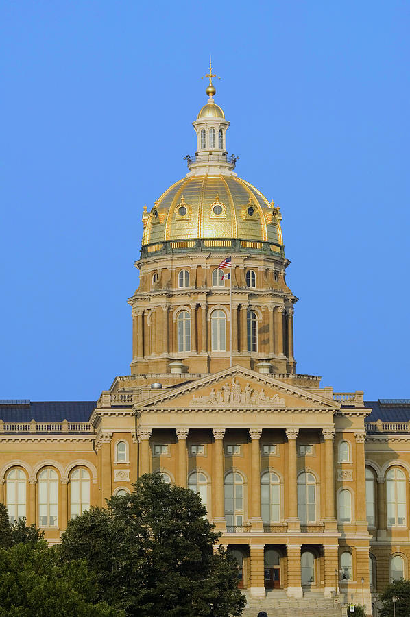 Golden Dome Of Iowa State Capital #1 Photograph by Panoramic Images