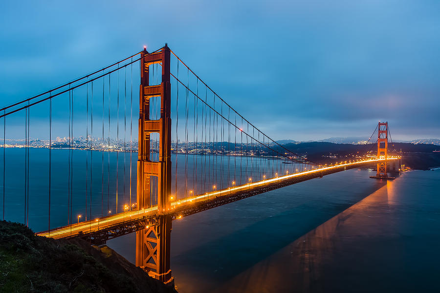 Golden Gate Bridge at night Photograph by Henry Inhofer - Fine Art America