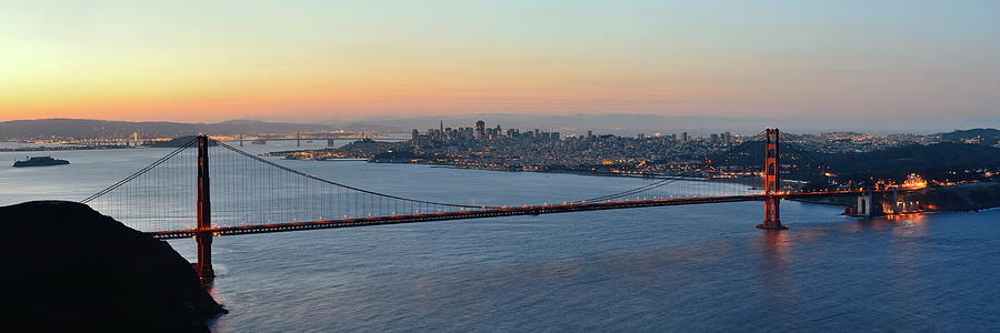 Golden Gate Bridge sunrise  #1 Photograph by Songquan Deng