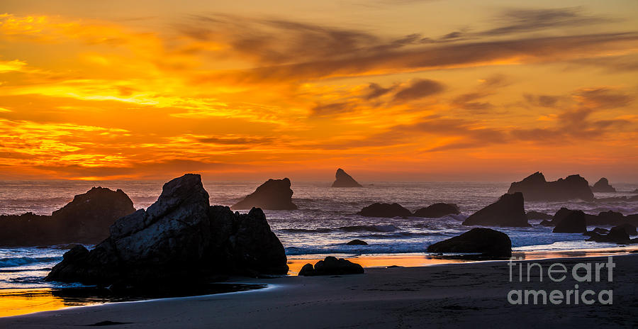 Golden Harris Beach Sunset - Oregon #2 Photograph by Gary Whitton