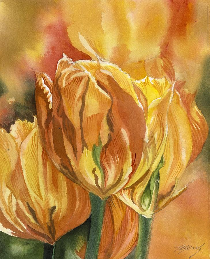 Golden Tulips #1 Painting by Alfred Ng