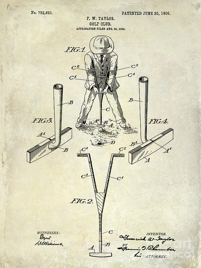 Golf Club Patent Drawing #2 Photograph by Jon Neidert