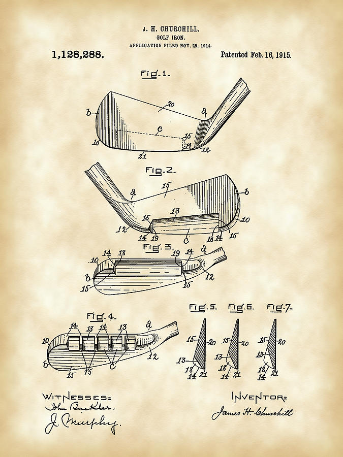 Golf Digital Art - Golf Iron Patent 1914 - Vintage by Stephen Younts