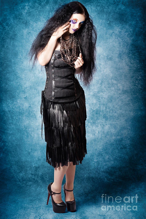 Gothic female fashion model. Elegant black outfit #1 Photograph by Jorgo Photography