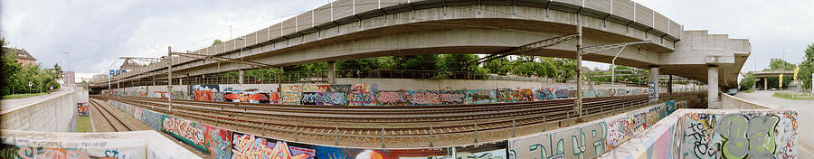 Transportation Photograph - Graffiti On The Wall Along A Railroad #1 by Panoramic Images
