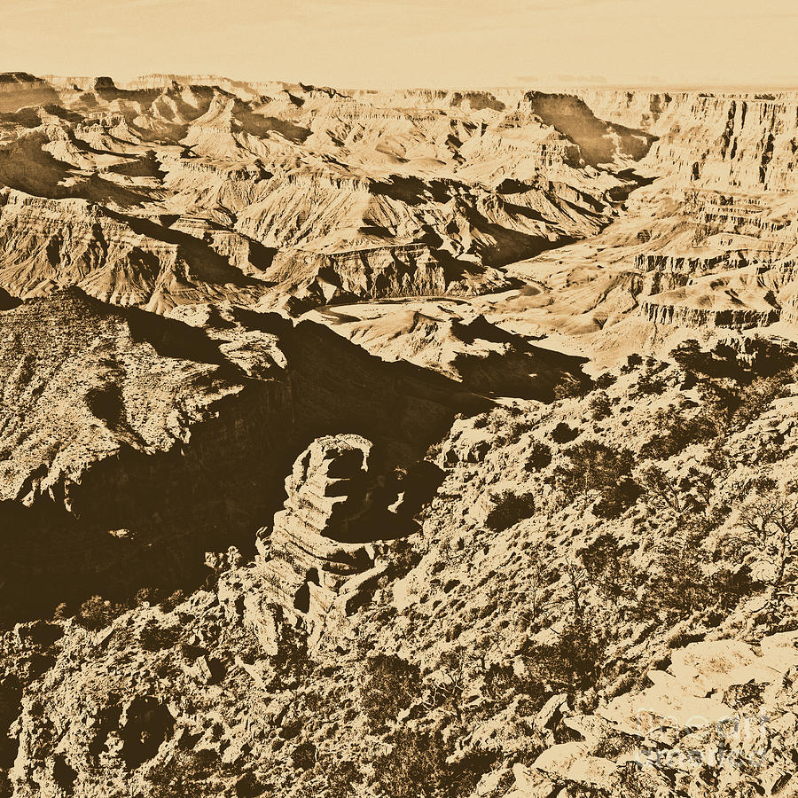 Grand Canyon National Park Digital Art - Grand Canyon Eastern Sunset View Square Rustic #1 by Shawn OBrien