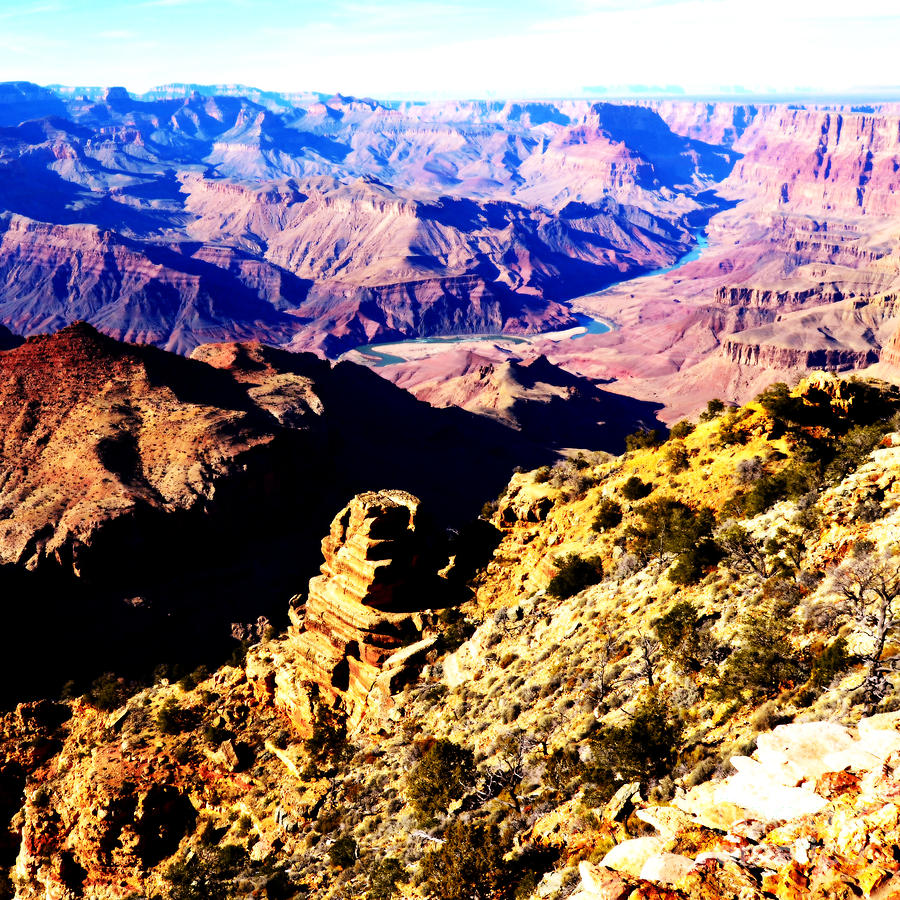 Grand Canyon National Park Digital Art - Grand Canyon Eastern Sunset View Square Vivid  #1 by Shawn OBrien