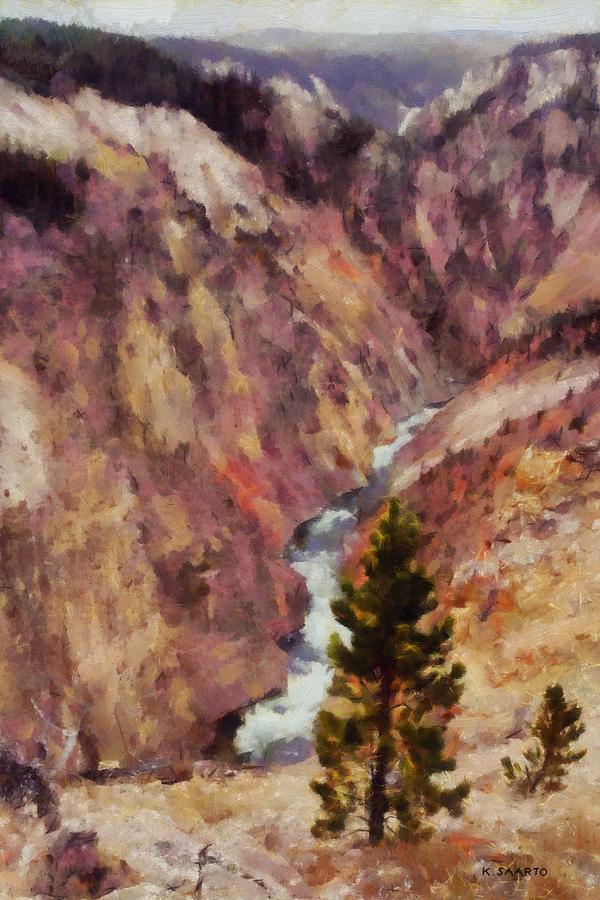 Grand Canyon of the Yellowstone Painting by Kai Saarto