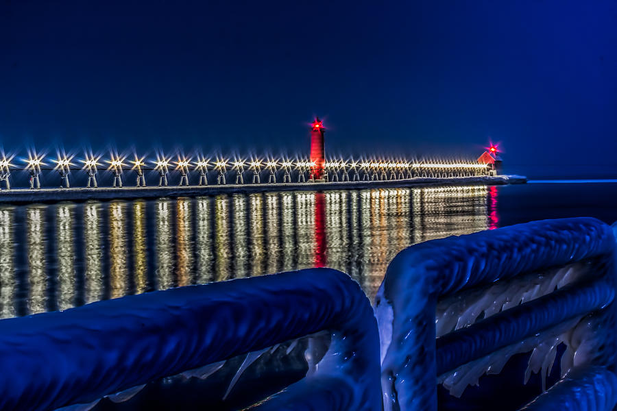 Grand Haven Lighthouse Blue Minute Photograph by Joe Holley