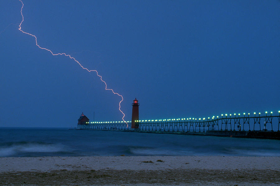 Grand Haven Pier Lights, Mi #1 Photograph by Bruce Roberts