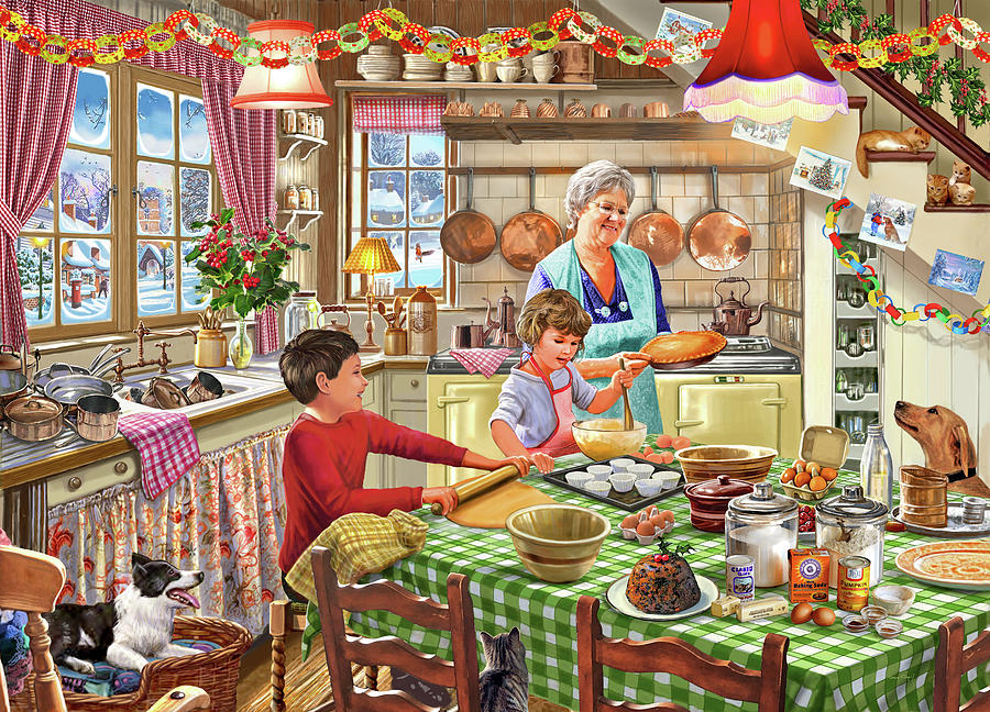 Egg Painting - Grandma Christmas Baking #2 by MGL Meiklejohn Graphics Licensing