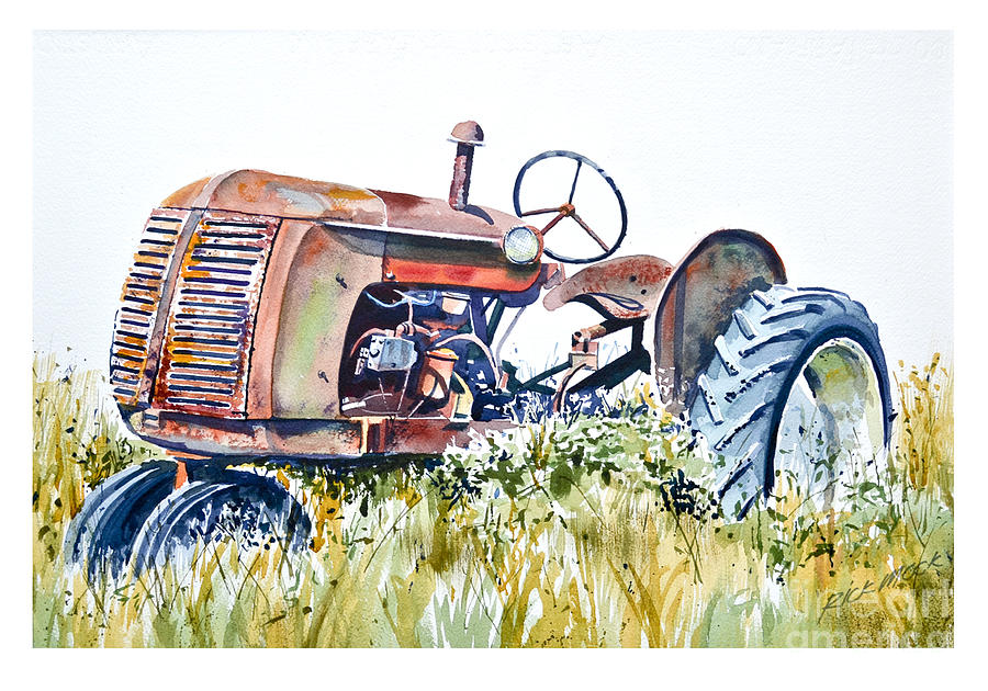 Grandpas Co-Op Tractor #1 Painting by Rick Mock