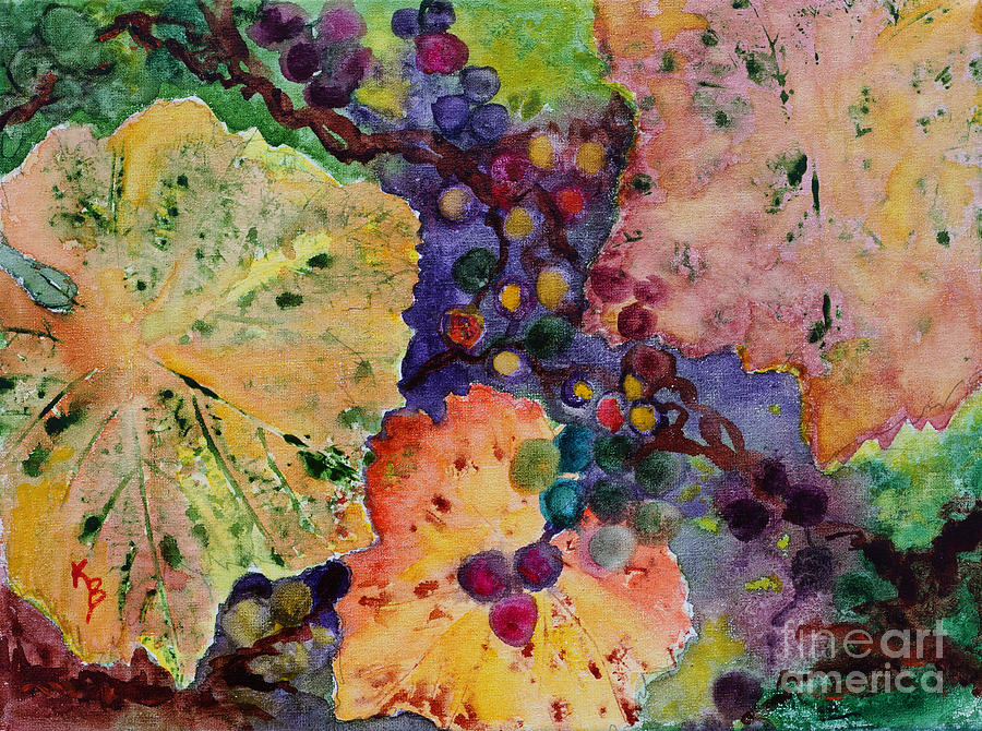 Grapes and Leaves Painting by Karen Fleschler