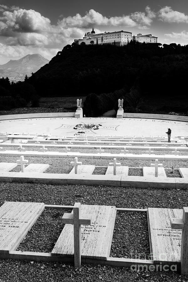 Gravestones in the Polish Cemetery standing proud towards the Ab #1 Photograph by Peter Noyce
