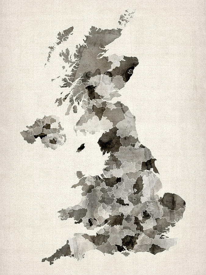 Great Britain UK Watercolor Map #1 Digital Art by Michael Tompsett