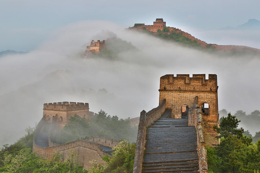 Architecture Photograph - Great Wall Of China On A Foggy Morning #1 by Darrell Gulin