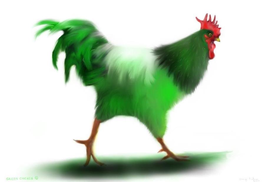 Green Chicken Walking Painting by Kirkner Stacy - Fine Art America