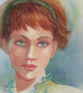 Green Eyes #1 Painting by Marilyn Jacobson