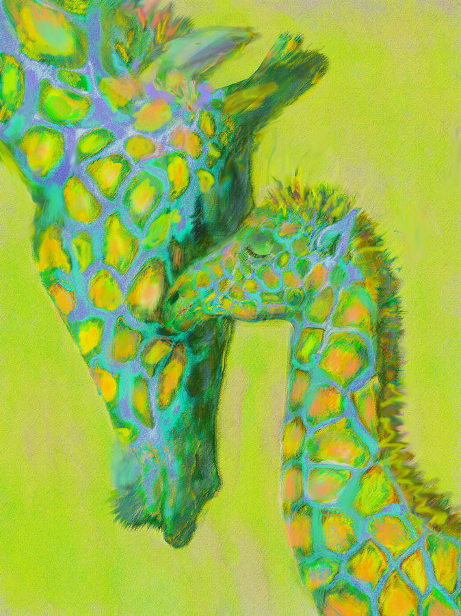 Green Giraffes #2 Digital Art by Jane Schnetlage