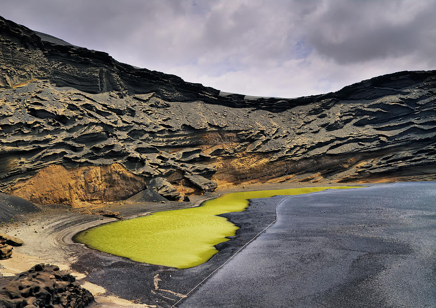 Nature Photograph - Green Lagoon on Lanzarote #1 by Karol Kozlowski