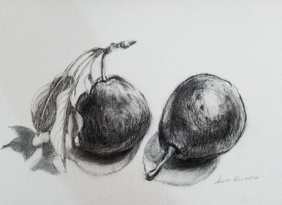 Green pears #1 Drawing by Hae Kim