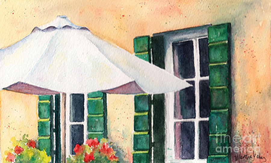 Green Shutters #2 Painting by Marsha Young