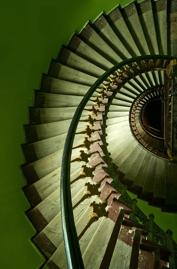 Green spiral staircase Photograph by Jaroslaw Blaminsky