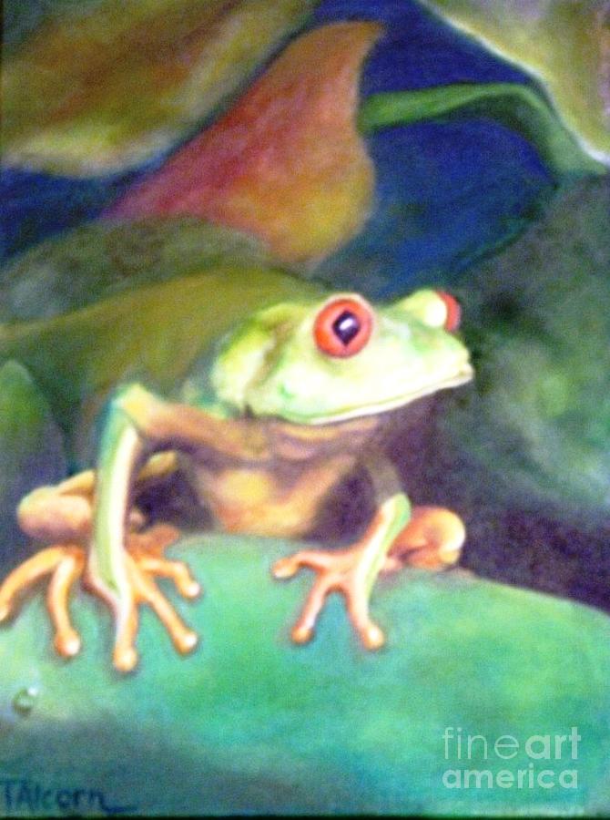 Green Tree Frog - original SOLD #1 Painting by Therese Alcorn