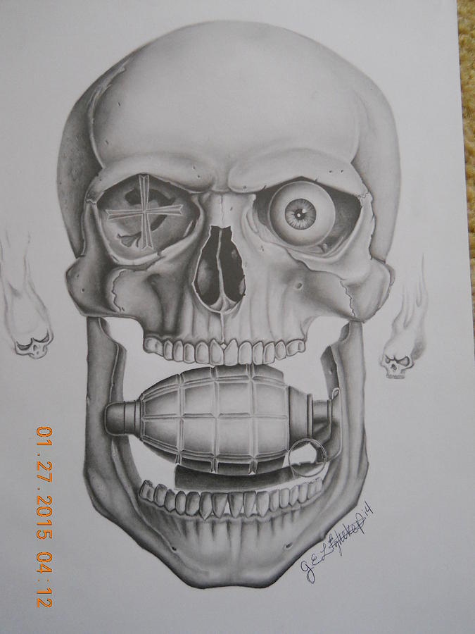 skull grenade drawings