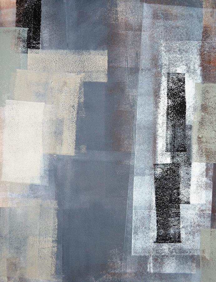 Abstract Painting - Blocked - Grey and Beige Abstract Art Painting by CarolLynn Tice