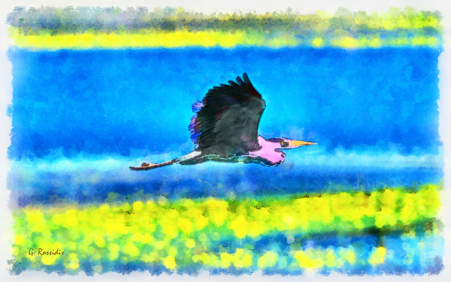 Grey heron 2 Painting by George Rossidis