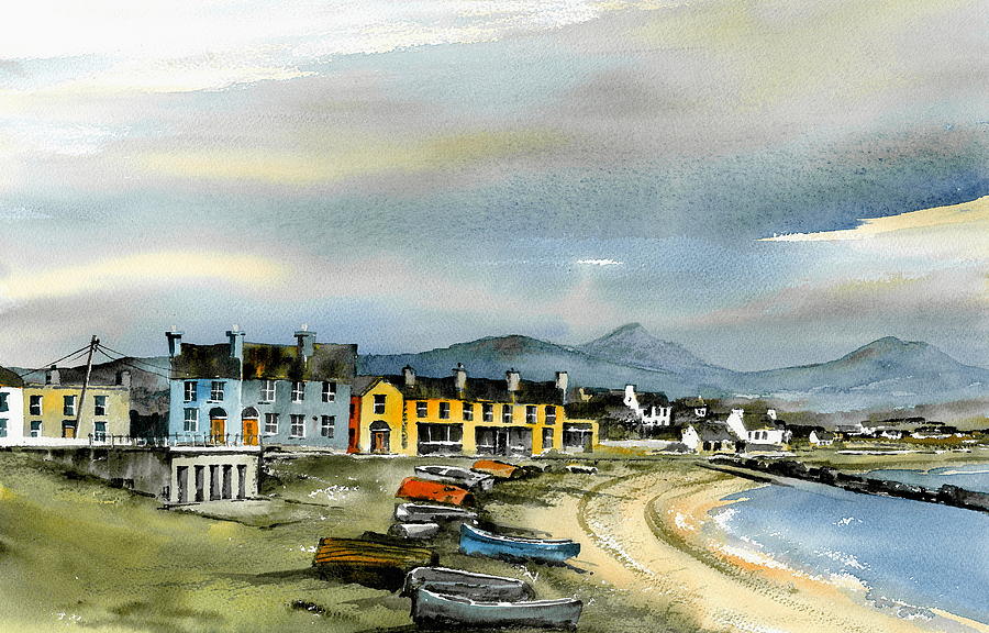 Greystones Beach Wicklow #1 Mixed Media by Val Byrne