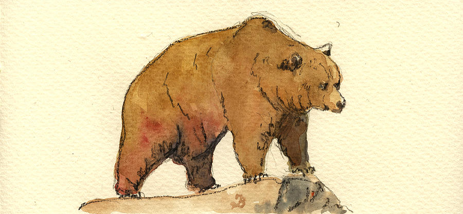 Wildlife Painting - Grizzly bear #1 by Juan  Bosco