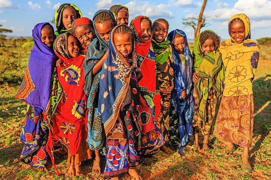 Group of African children, East Africa #1 Photograph by Hadynyah