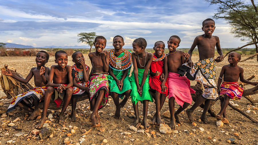 Group of happy African children from Samburu tribe, Kenya, Africa #1 Photograph by Bartosz Hadyniak