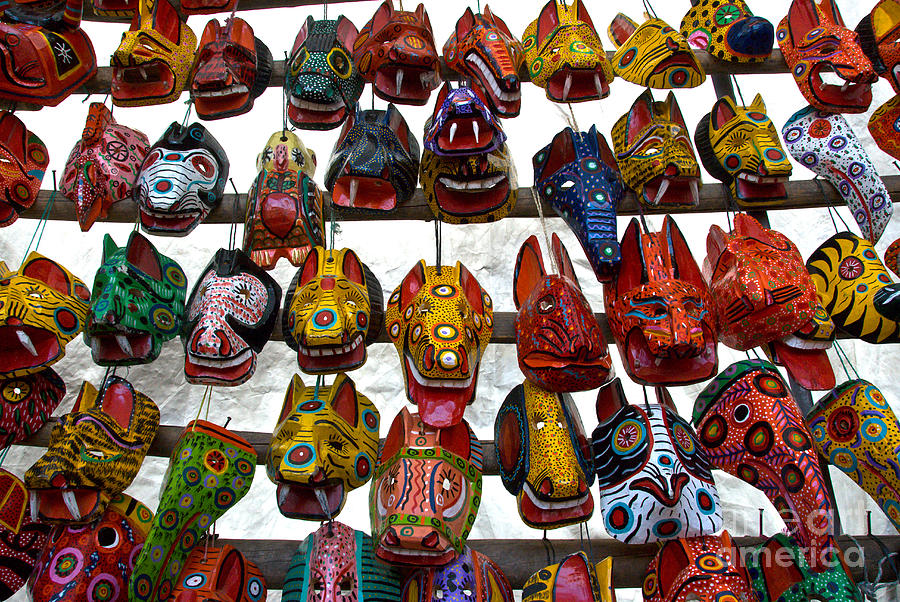 Guatemalan Wooden Masks #1 Photograph by Mark Newman