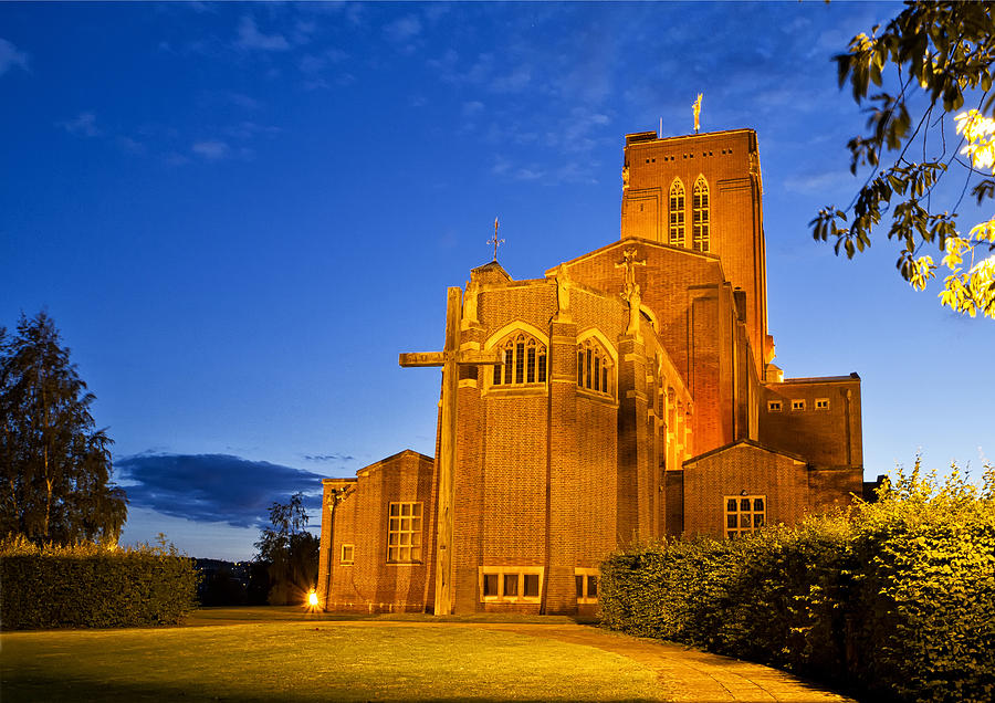 Guildford Cathedral at night #1 Photograph by Shirley Mitchell