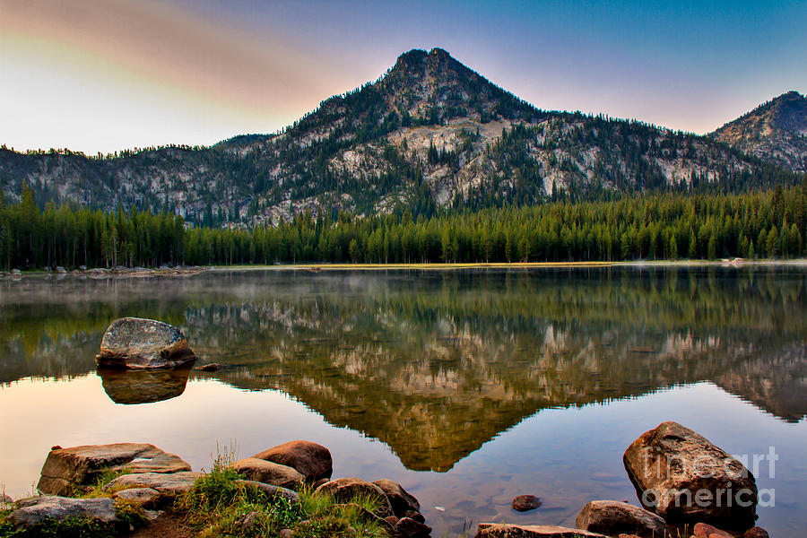 Nature Photograph - Gunsight Mountain Reflection #2 by Robert Bales