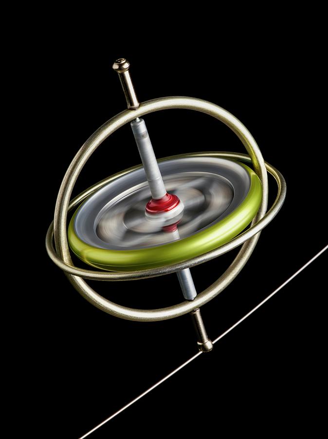 Device Photograph - Gyroscope Balancing On A Wire #1 by Science Photo Library