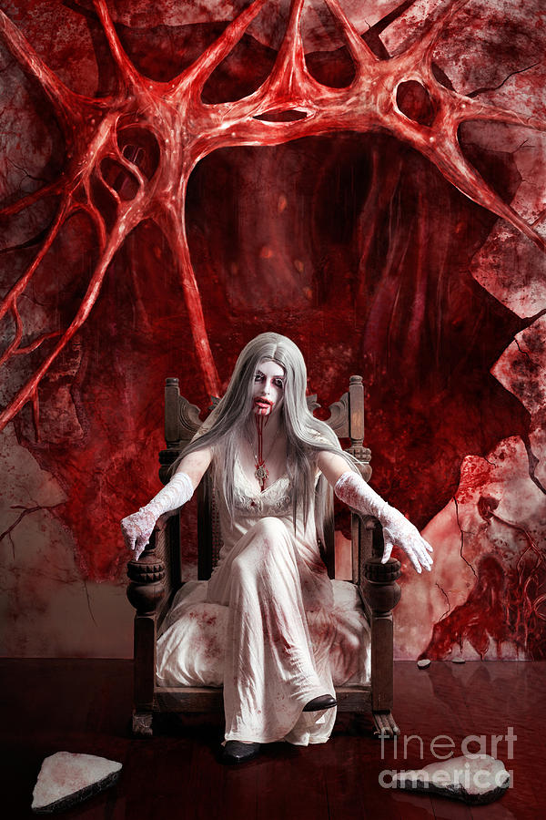 Halloween Photograph - Halloween fine art portrait. Young vampire woman  #1 by Jorgo Photography