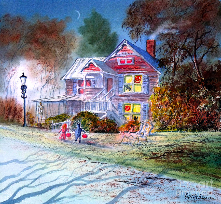 Halloween Trick Or Treat Painting by Bill Holkham