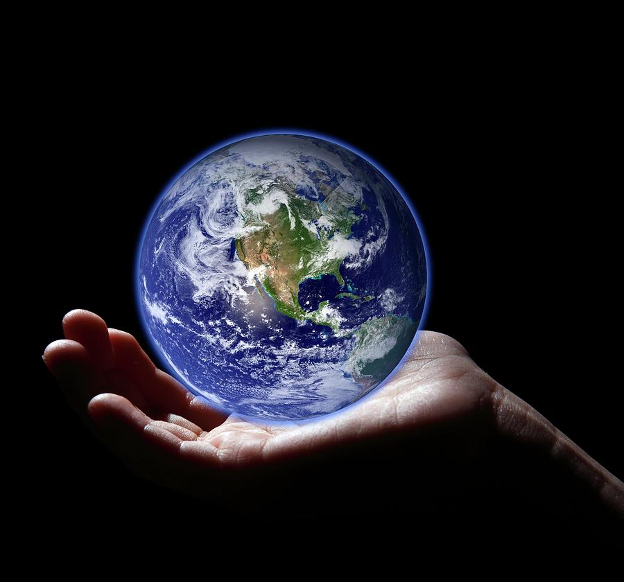 Hand Holding The Earth #1 Photograph by Science Photo Library Hand Holding The Earth #1 Photograph by Science Photo Library
