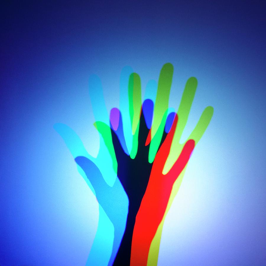 Hand With Colour Mixing #1 Photograph by Science Photo Library
