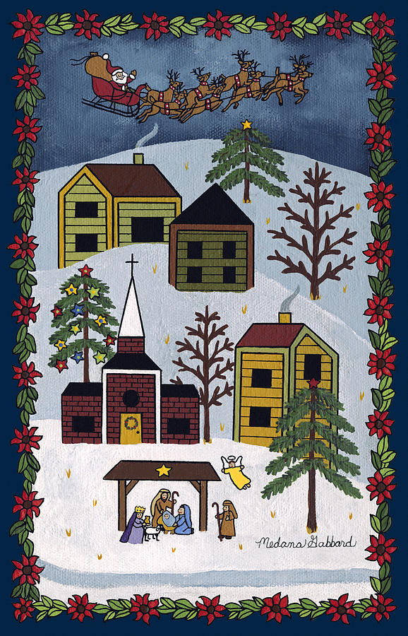 Christmas Painting - Happy Christmas by Medana Gabbard