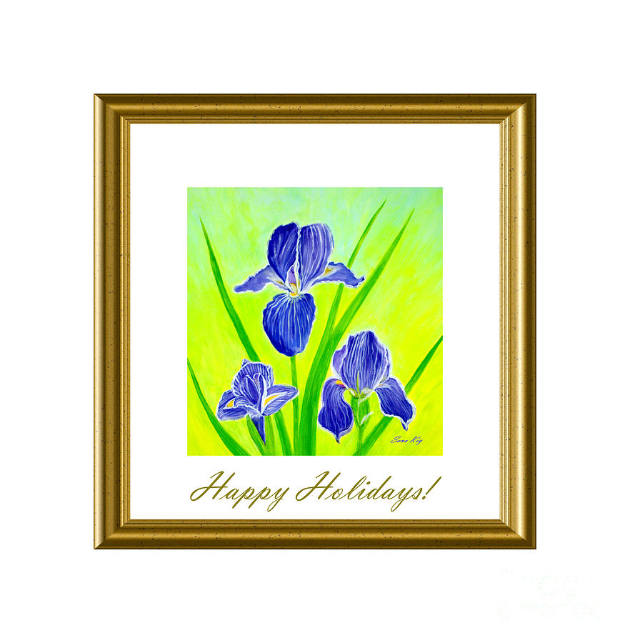 Happy Holidays. Beautiful Iris Flowers #3 Digital Art by Oksana Semenchenko