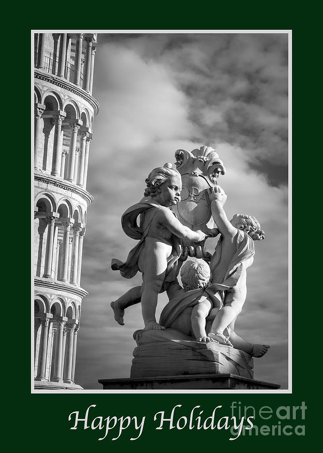 Holiday Photograph - Happy Holidays with Fountain of Angels #2 by Prints of Italy